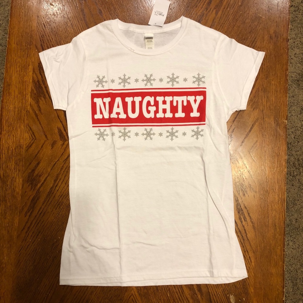 Ladies Naughty Christmas tshirt size Medium
